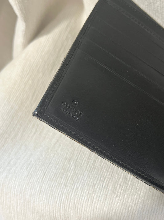 Gucci黑色老花中古錢包短夾 連散子包位置 日本中古二手Vintage