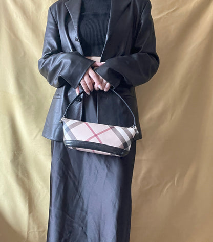 BURBERRY Check Shoulder Bag米色格仔腋下手提包