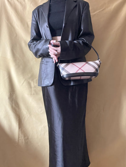 BURBERRY Check Shoulder Bag米色格仔腋下手提包