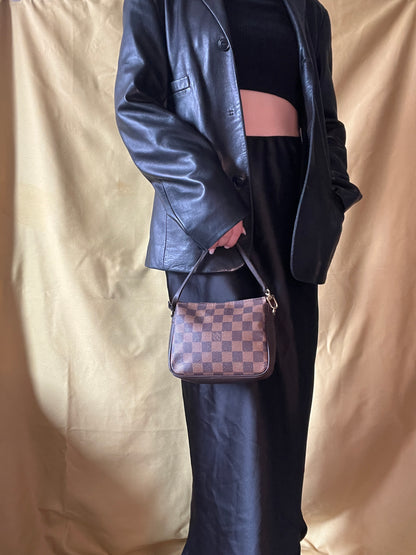 LV Damier Ebene Trousse Pochette Bag 棋盤格啡色中古方胖包
