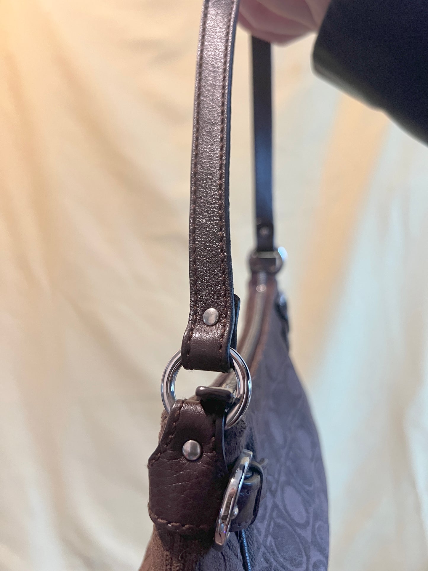 Ferragamo Gancini-print Shoulder Bag中古馬蹄扣啡色腋下包手提袋