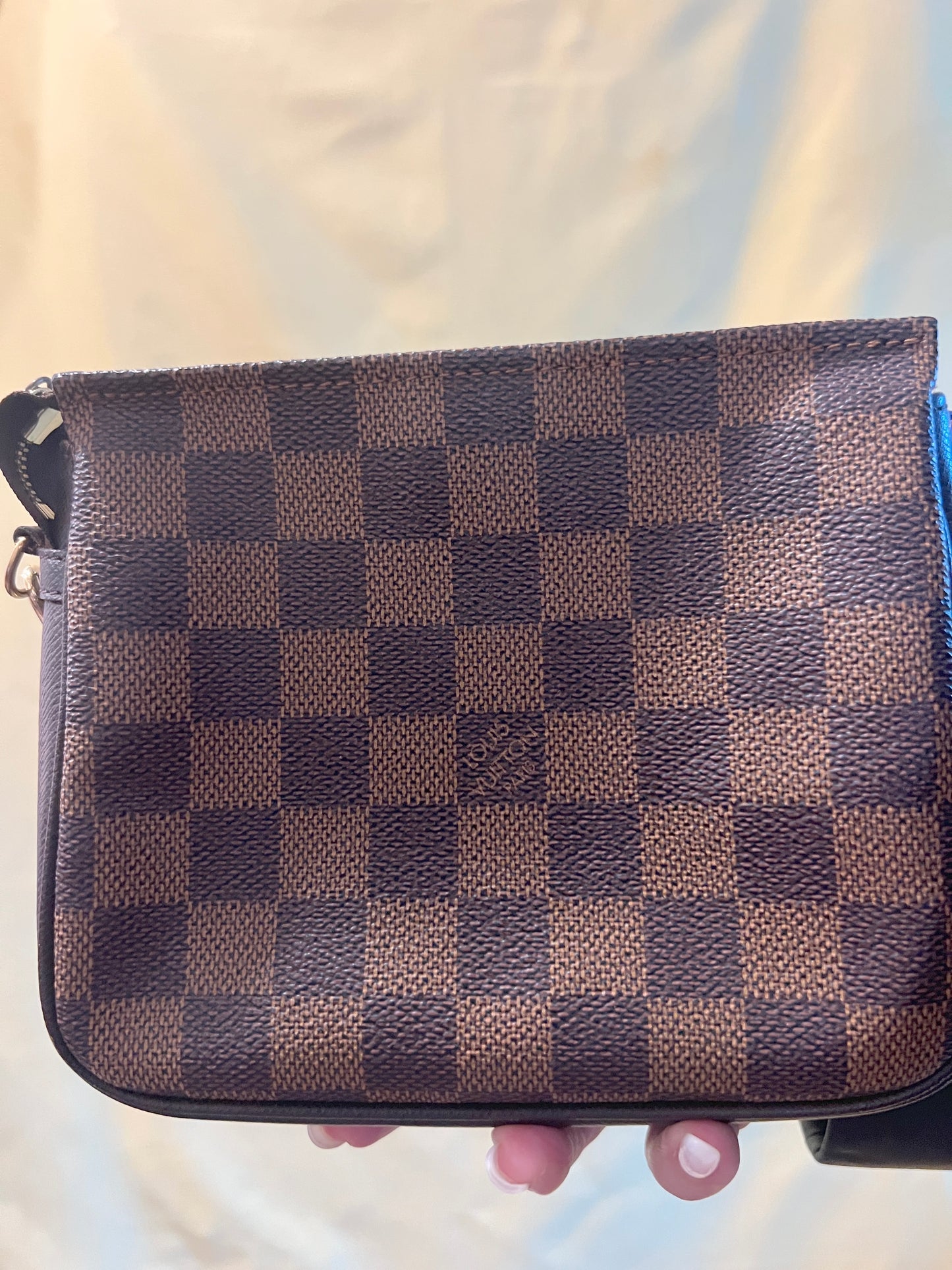LV Damier Ebene Trousse Pochette Bag 棋盤格啡色中古方胖包