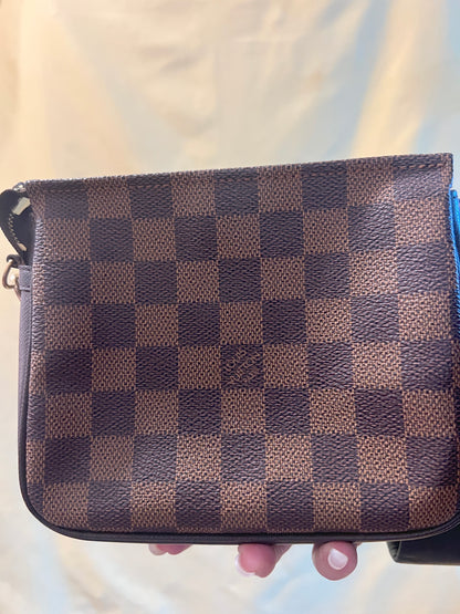LV Damier Ebene Trousse Pochette Bag 棋盤格啡色中古方胖包