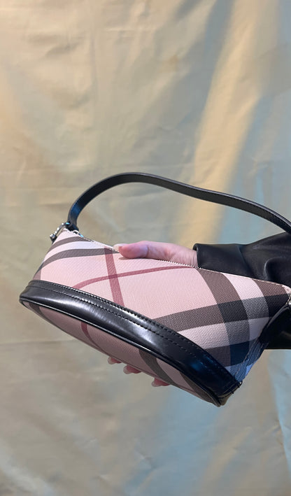 BURBERRY Check Shoulder Bag米色格仔腋下手提包