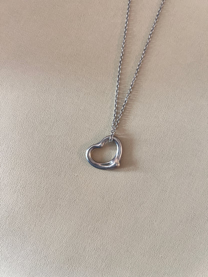 TIFFANY & CO 925純銀中空心形吊墜頸鏈