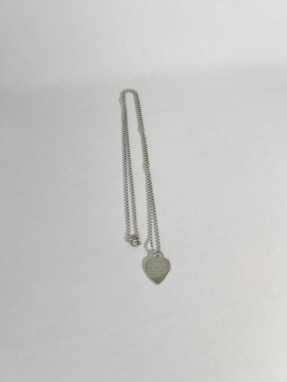 Tiffany&Co. 925 Necklace 925心心純銀型格頸鏈 有原裝塵袋盒