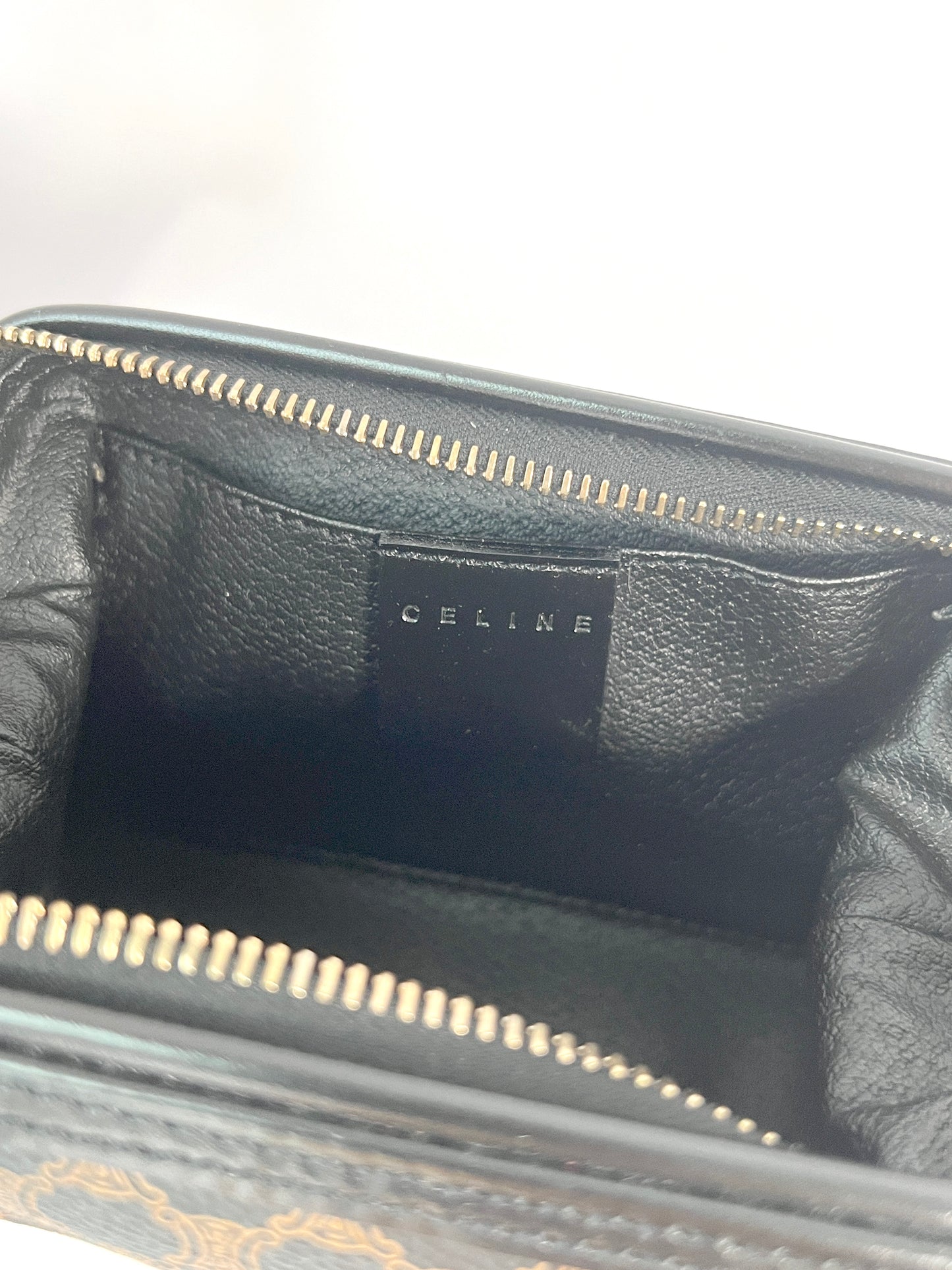 CELINE Black Macadam Pouch 經典老花黑色小手提包肩背側肩包 附送肩帶