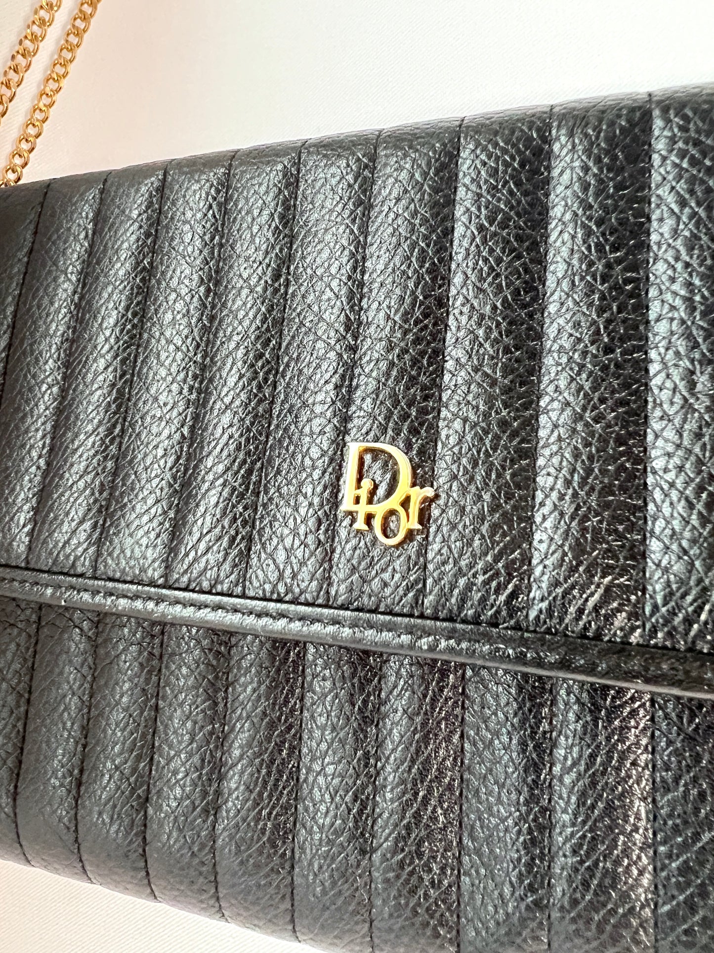 Dior Leather Chain Shoulder Bag 皮革直間車線氣質金鏈腋下包側肩斜背袋 可變成長肩帶