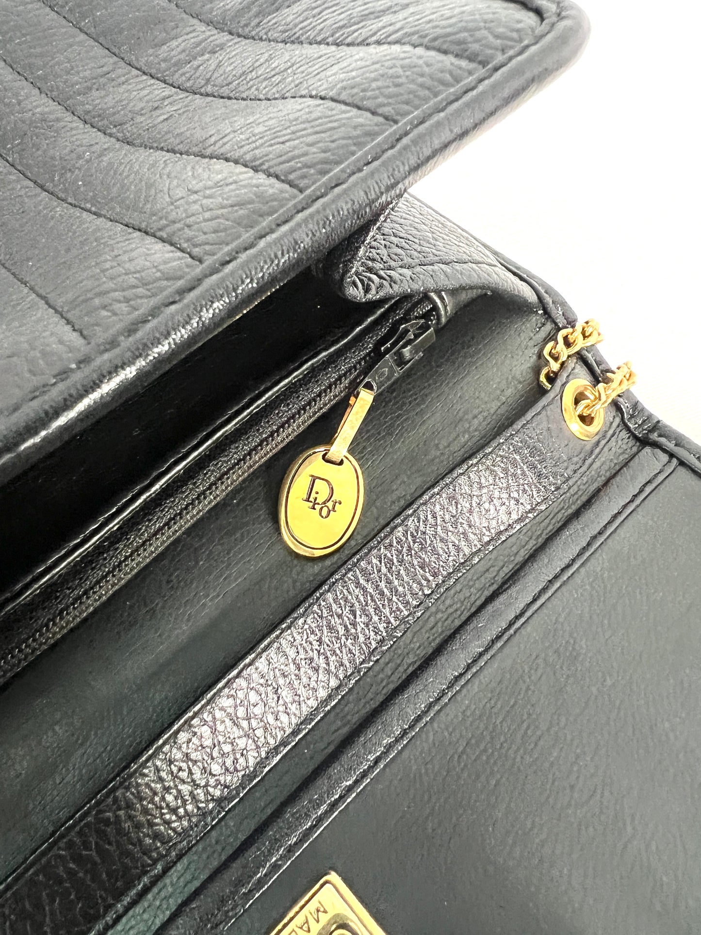 Dior Leather Chain Shoulder Bag 皮革直間車線氣質金鏈腋下包側肩斜背袋 可變成長肩帶