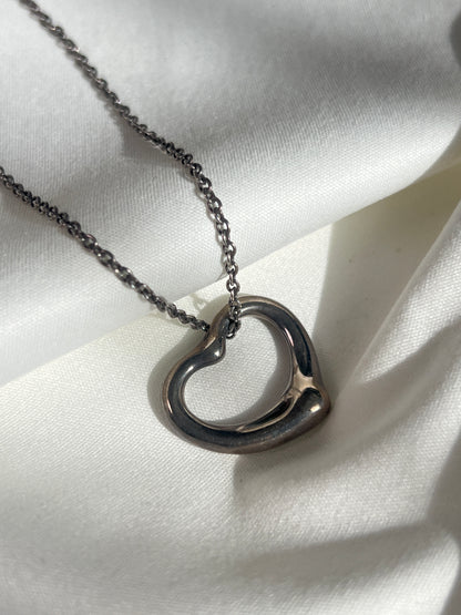 TIFFANY & CO 925純銀中空心形吊墜頸鏈