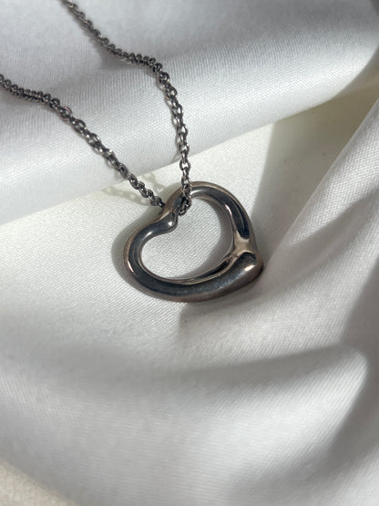 TIFFANY & CO 925純銀中空心形吊墜頸鏈