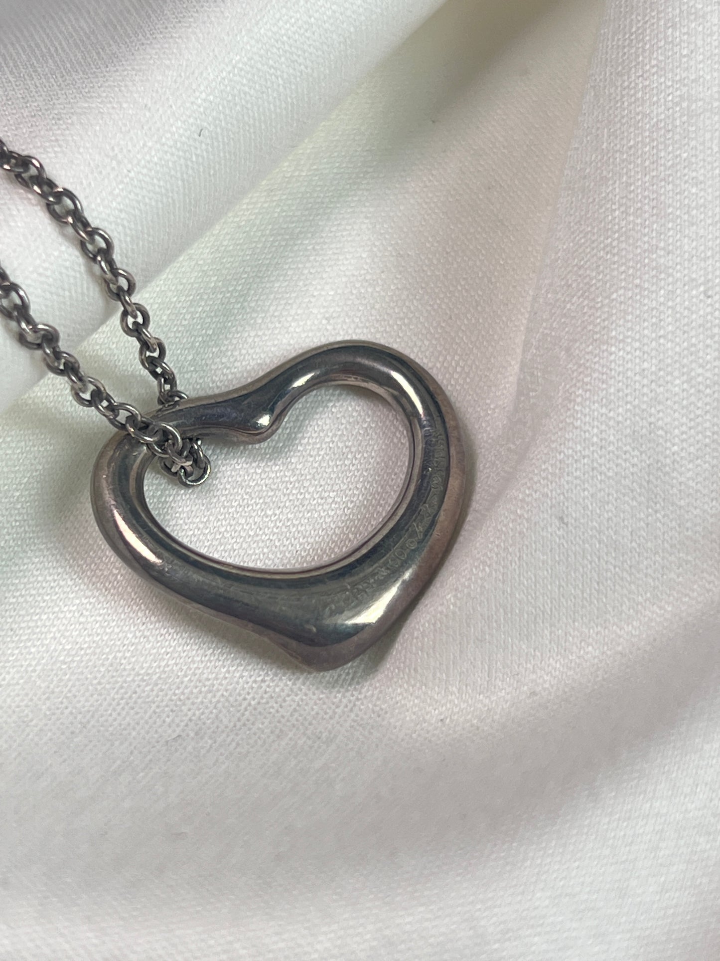 TIFFANY & CO 925純銀中空心形吊墜頸鏈