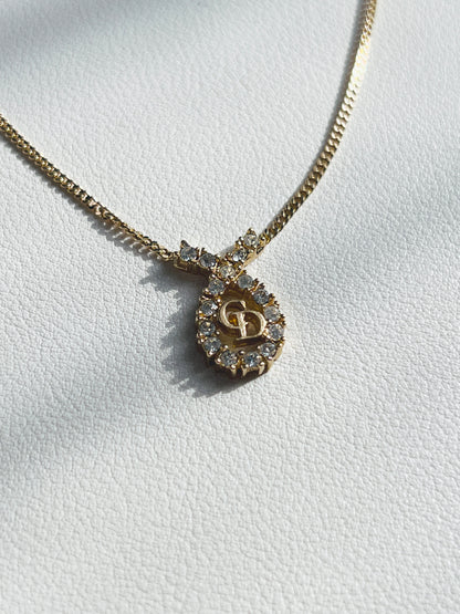 Dior Vintage Necklace 金色水滴型水鑽項頸鏈