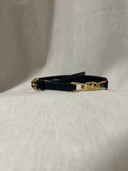 Celine稀有黑色皮帶金色馬車皮帶腰帶 日本中古Vintage