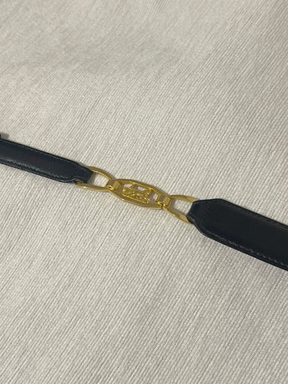 Celine稀有黑色皮帶金色馬車皮帶腰帶 日本中古Vintage