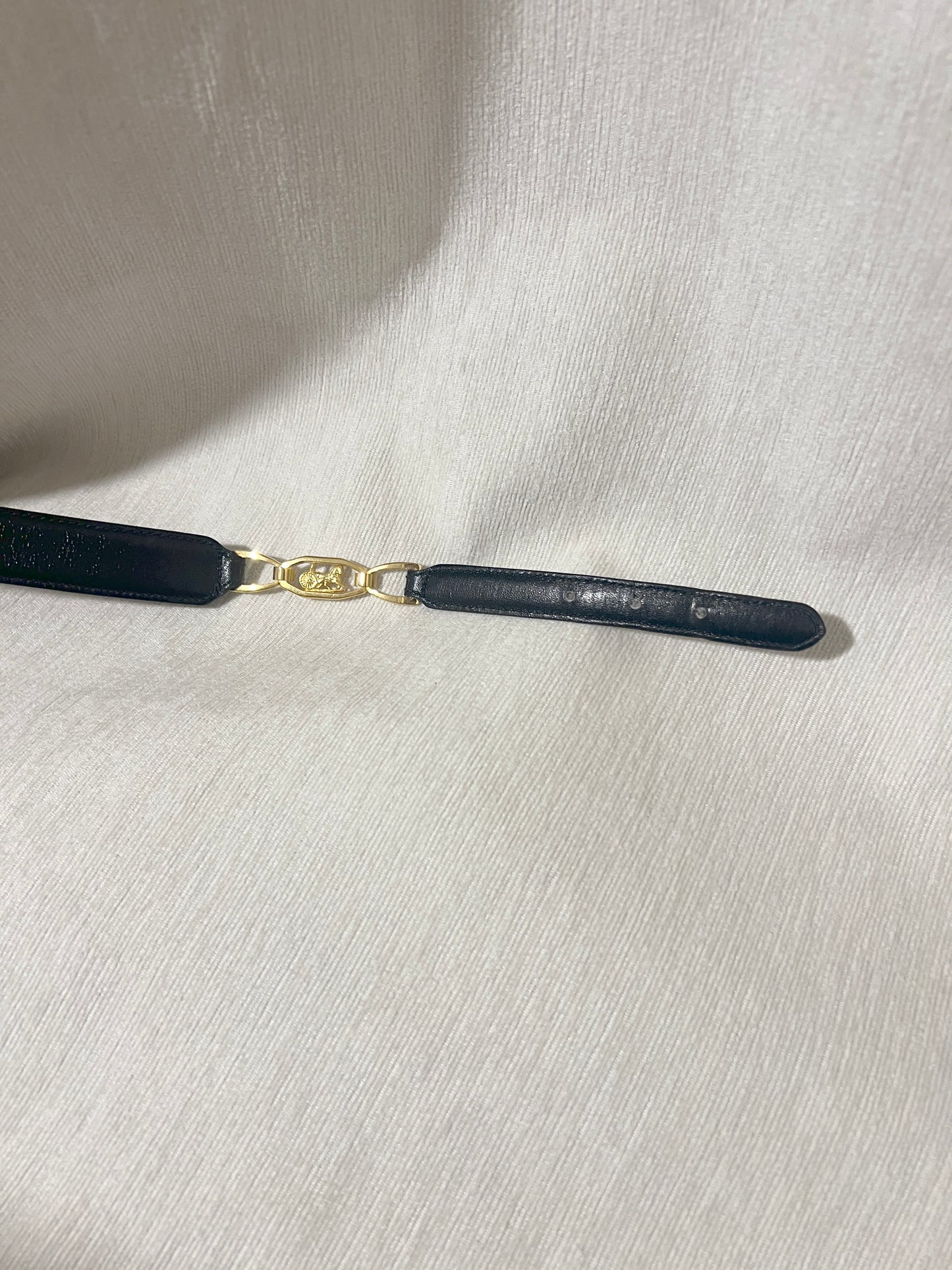 Celine稀有黑色皮帶金色馬車皮帶腰帶 日本中古Vintage
