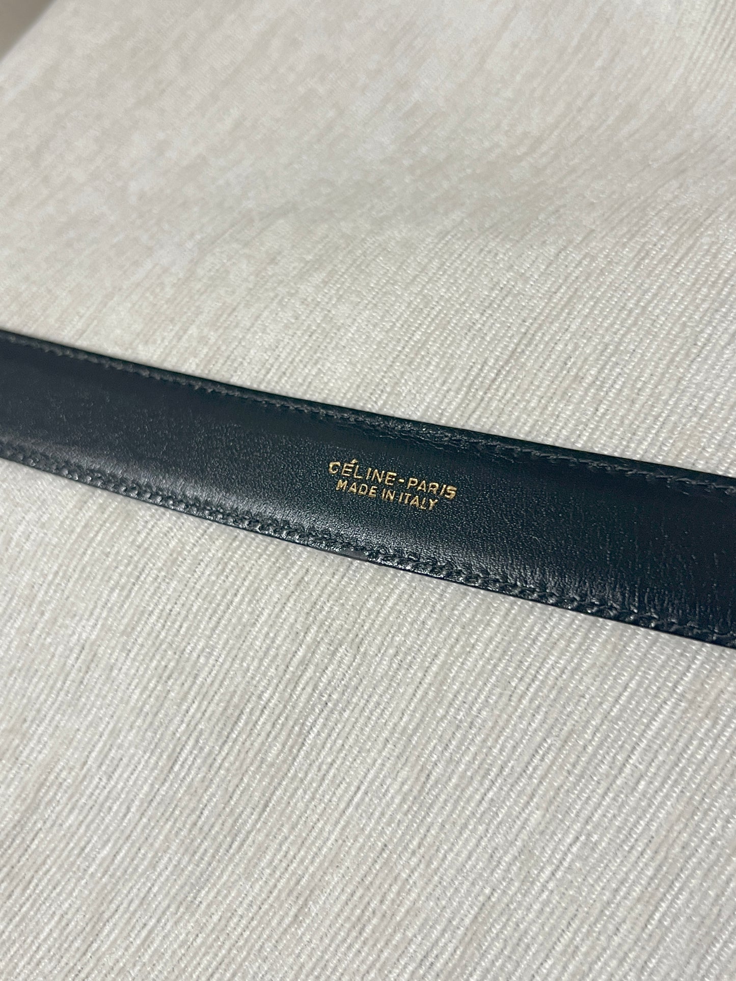 Celine稀有黑色皮帶金色馬車皮帶腰帶 日本中古Vintage