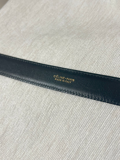 Celine稀有黑色皮帶金色馬車皮帶腰帶 日本中古Vintage