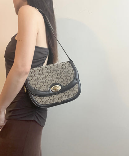 Celine 中古馬車扣啡色腋下包肩背側背斜背袋 日本vintage
