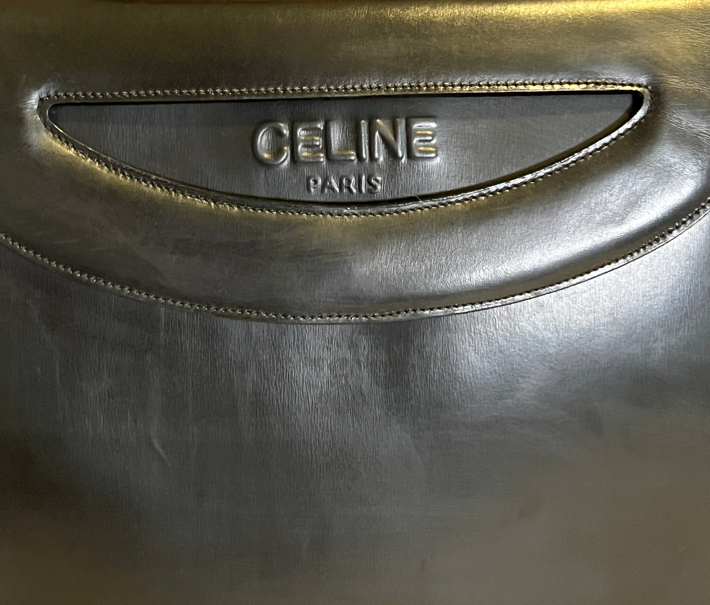 Celine席琳獨特開蓋設計黑色皮革中古手提袋肩背包 日本vintage