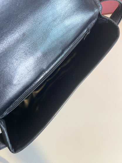 Longchamp金屬logo黑色皮革斜孭袋腋下包肩背袋 日本中古Vintage