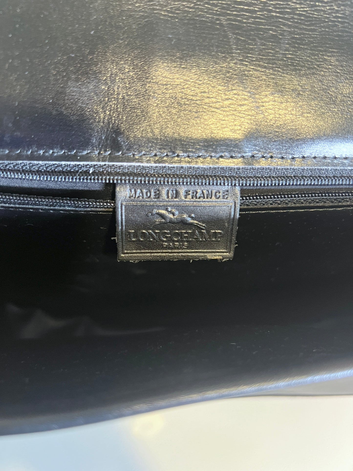 Longchamp金屬logo黑色皮革斜孭袋腋下包肩背袋 日本中古Vintage
