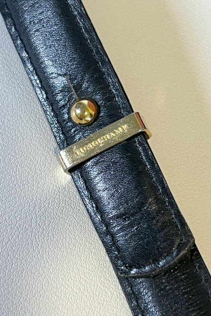 Longchamp金屬logo黑色皮革斜孭袋腋下包肩背袋 日本中古Vintage