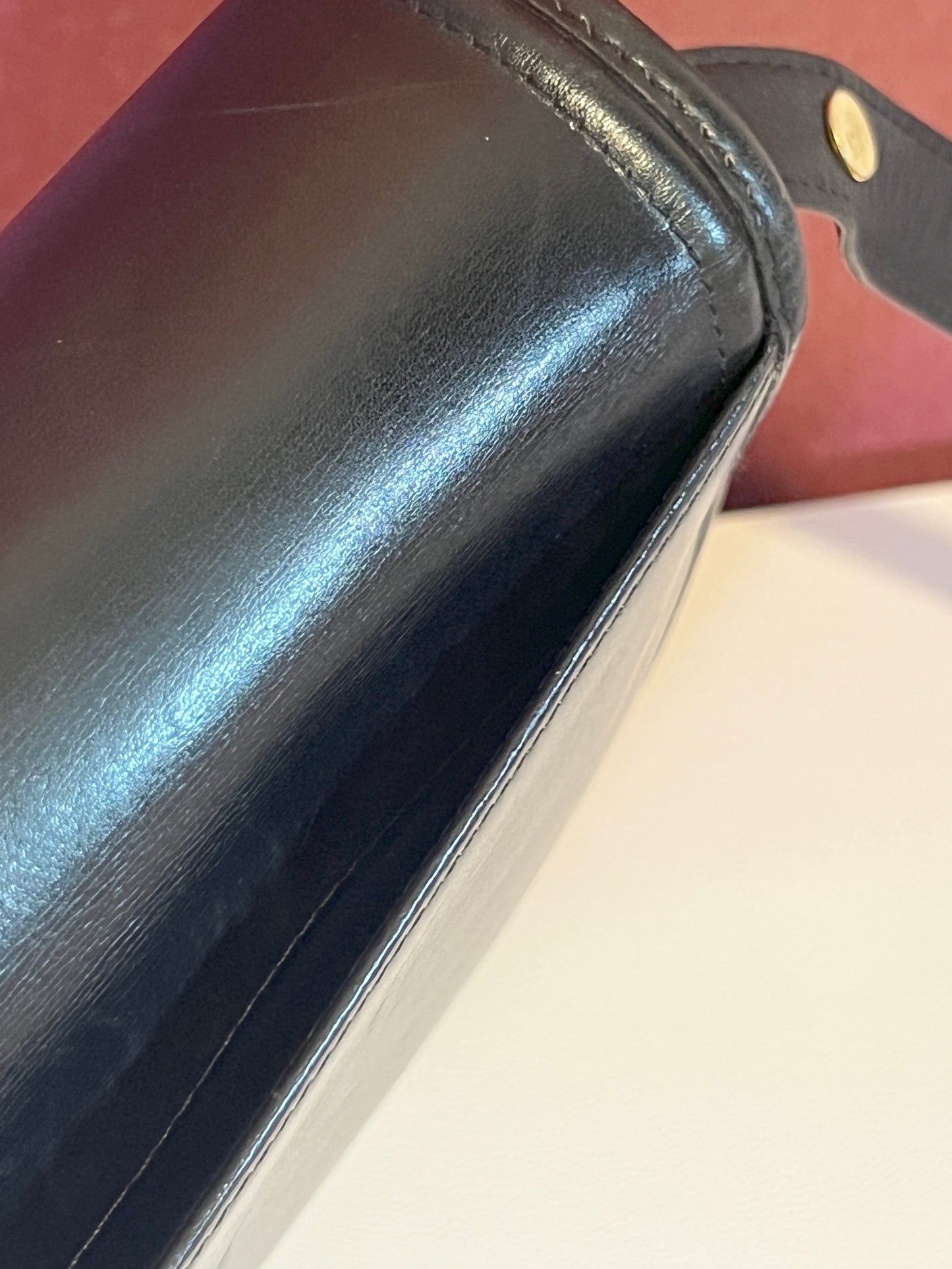 Longchamp金屬logo黑色皮革斜孭袋腋下包肩背袋 日本中古Vintage