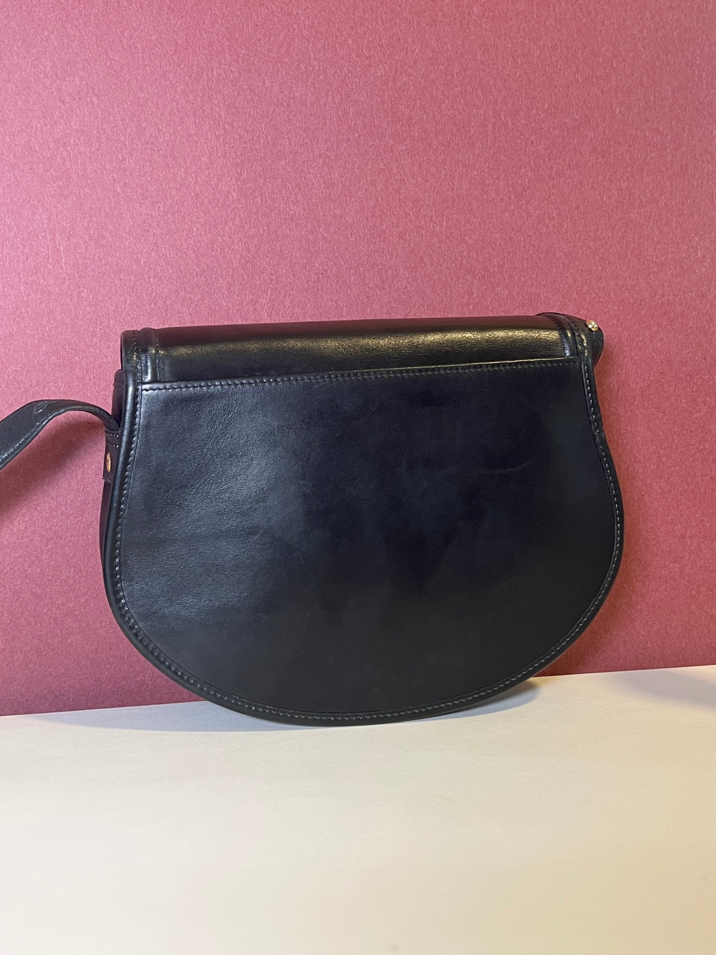 Longchamp金屬logo黑色皮革斜孭袋腋下包肩背袋 日本中古Vintage
