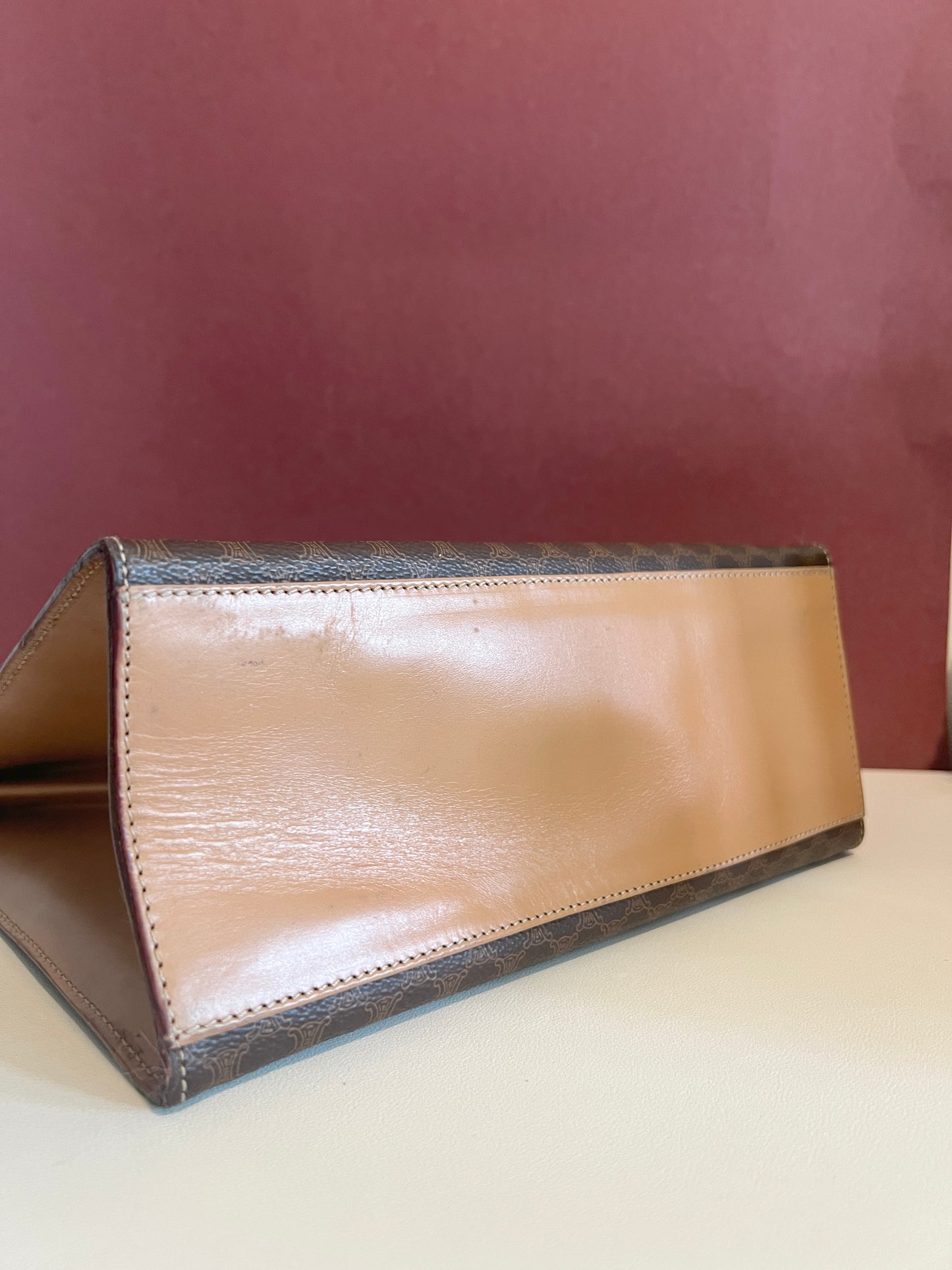 Celine Kelly凱旋門啡色手提包肩背側肩袋 送肩帶 中古vintage