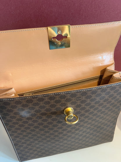 Celine Kelly凱旋門啡色手提包肩背側肩袋 送肩帶 中古vintage