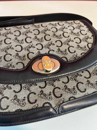 Celine 中古馬車扣啡色腋下包肩背側背斜背袋 日本vintage