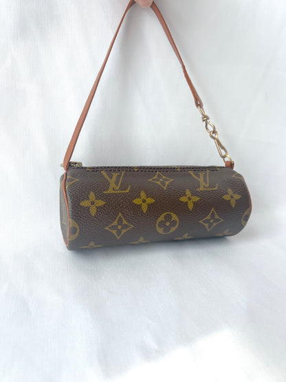 LV Monogram Papillon小圓筒形手提袋 贈送肩帶側斜背包 中古