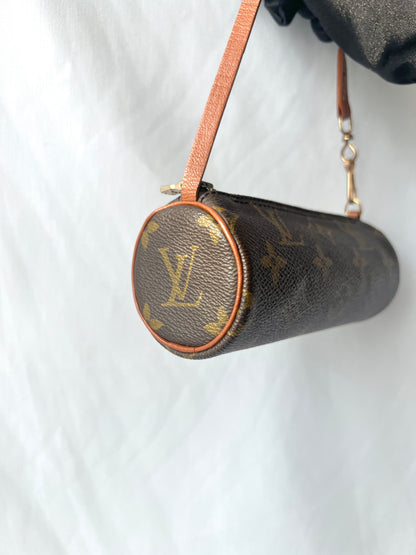 LV Monogram Papillon小圓筒形手提袋 贈送肩帶側斜背包 中古