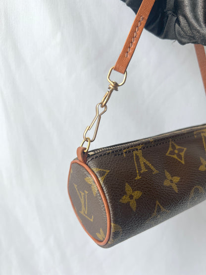 LV Monogram Papillon小圓筒形手提袋 贈送肩帶側斜背包 中古