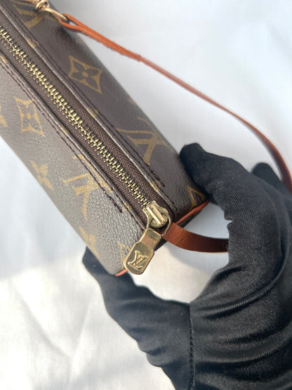 LV Monogram Papillon小圓筒形手提袋 贈送肩帶側斜背包 中古