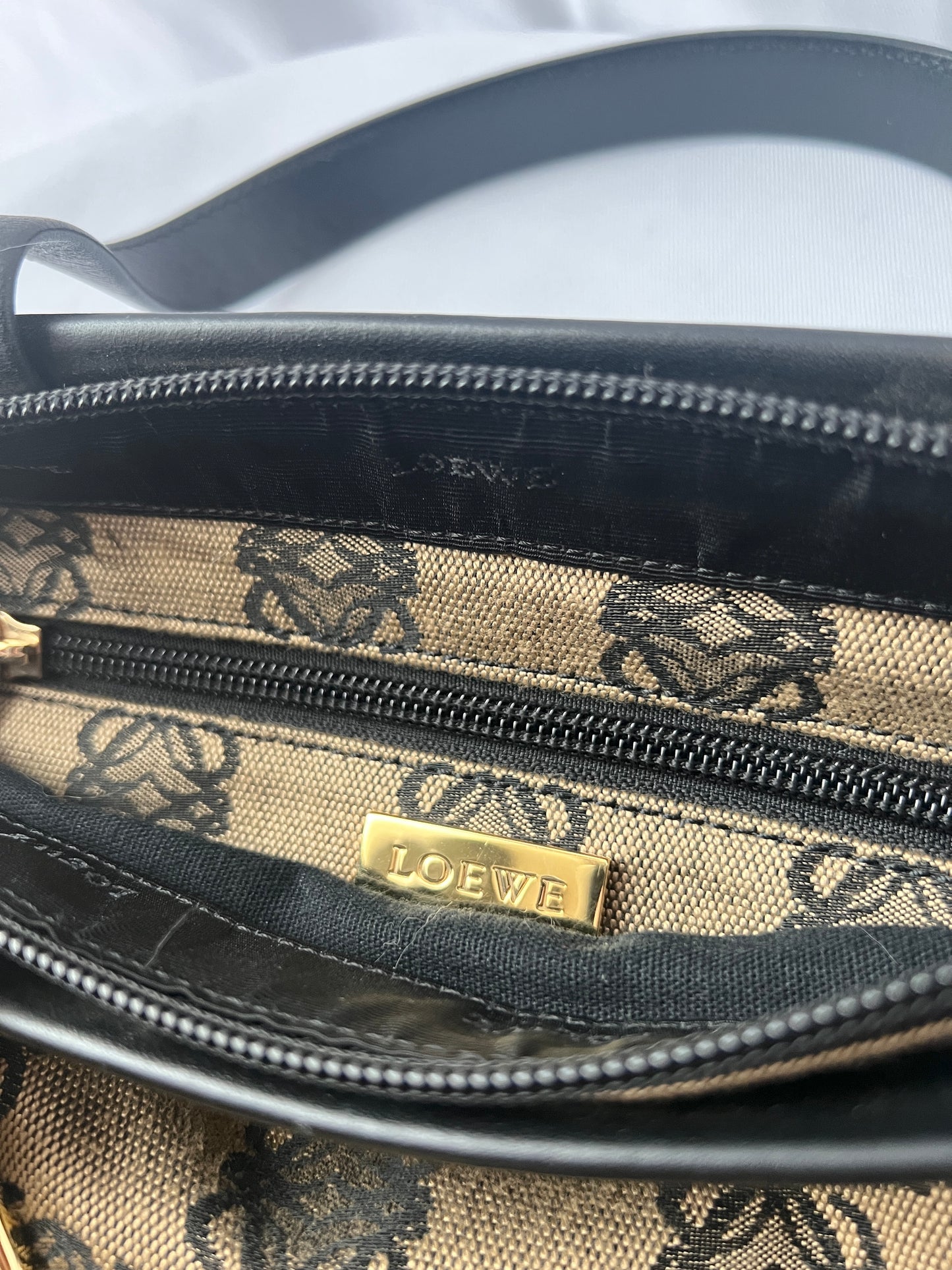 LOEWE稀有小琴譜手提側肩包 贈金屬鏈條肩帶 中古Vintage