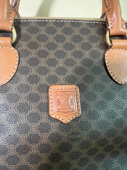 Celine絕版中古凱旋門啡色皮革貝殼包手提斜背包 原裝肩帶 日本Vintage