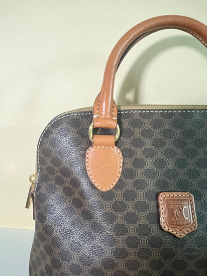 Celine絕版中古凱旋門啡色皮革貝殼包手提斜背包 原裝肩帶 日本Vintage