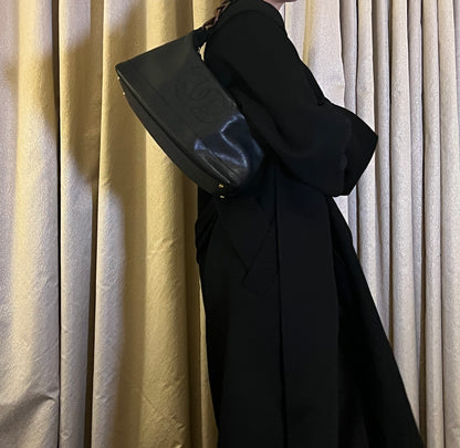 Chanel hobo木連接黑色手袋肩側背包 有卡貼 絕版稀有中古美品