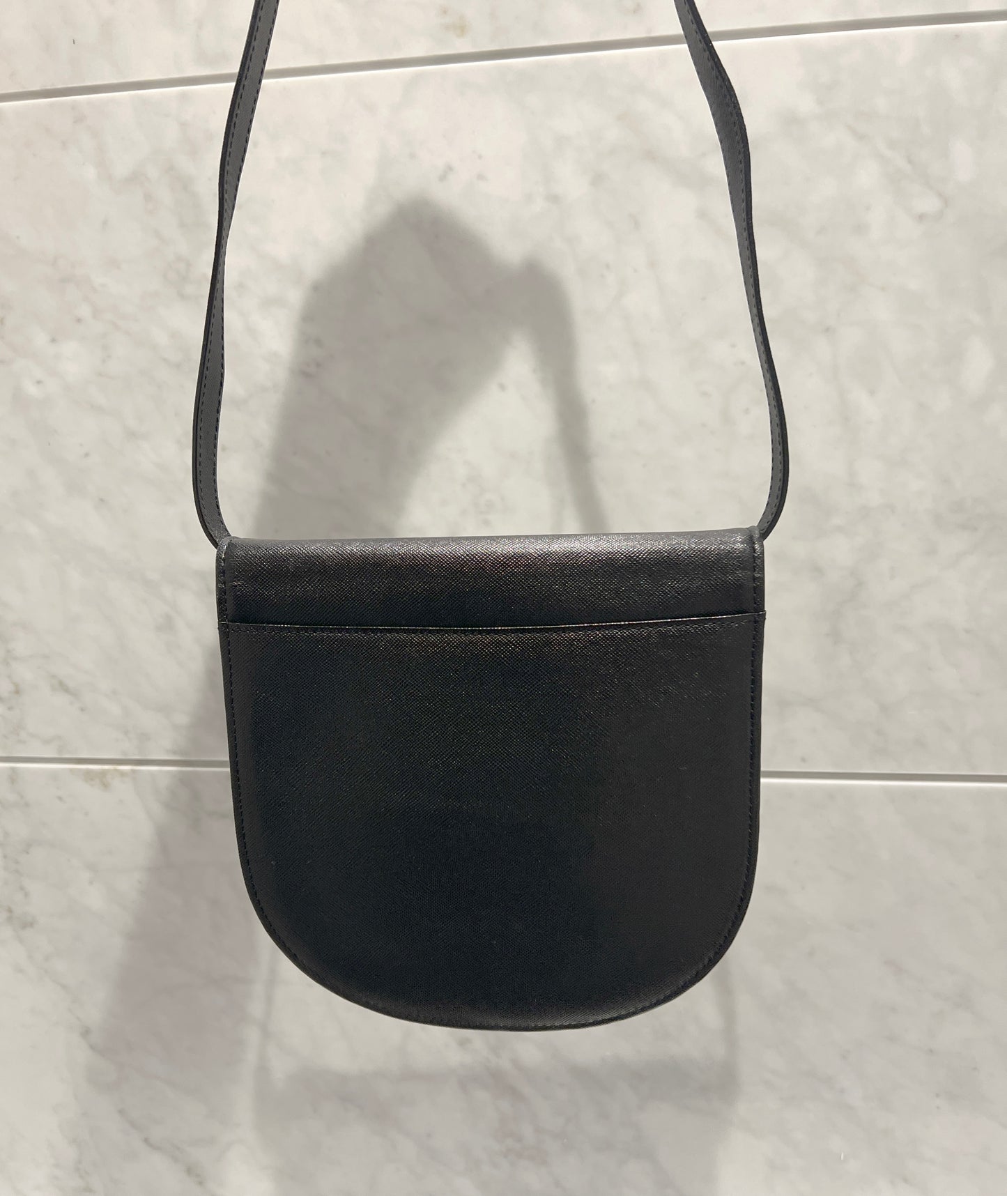 YSL稀有中古黑色十字紋風琴腋下肩背側肩手提包 可調節肩帶 日本vintage
