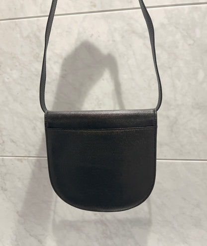 YSL稀有中古黑色十字紋風琴腋下肩背側肩手提包 可調節肩帶 日本vintage