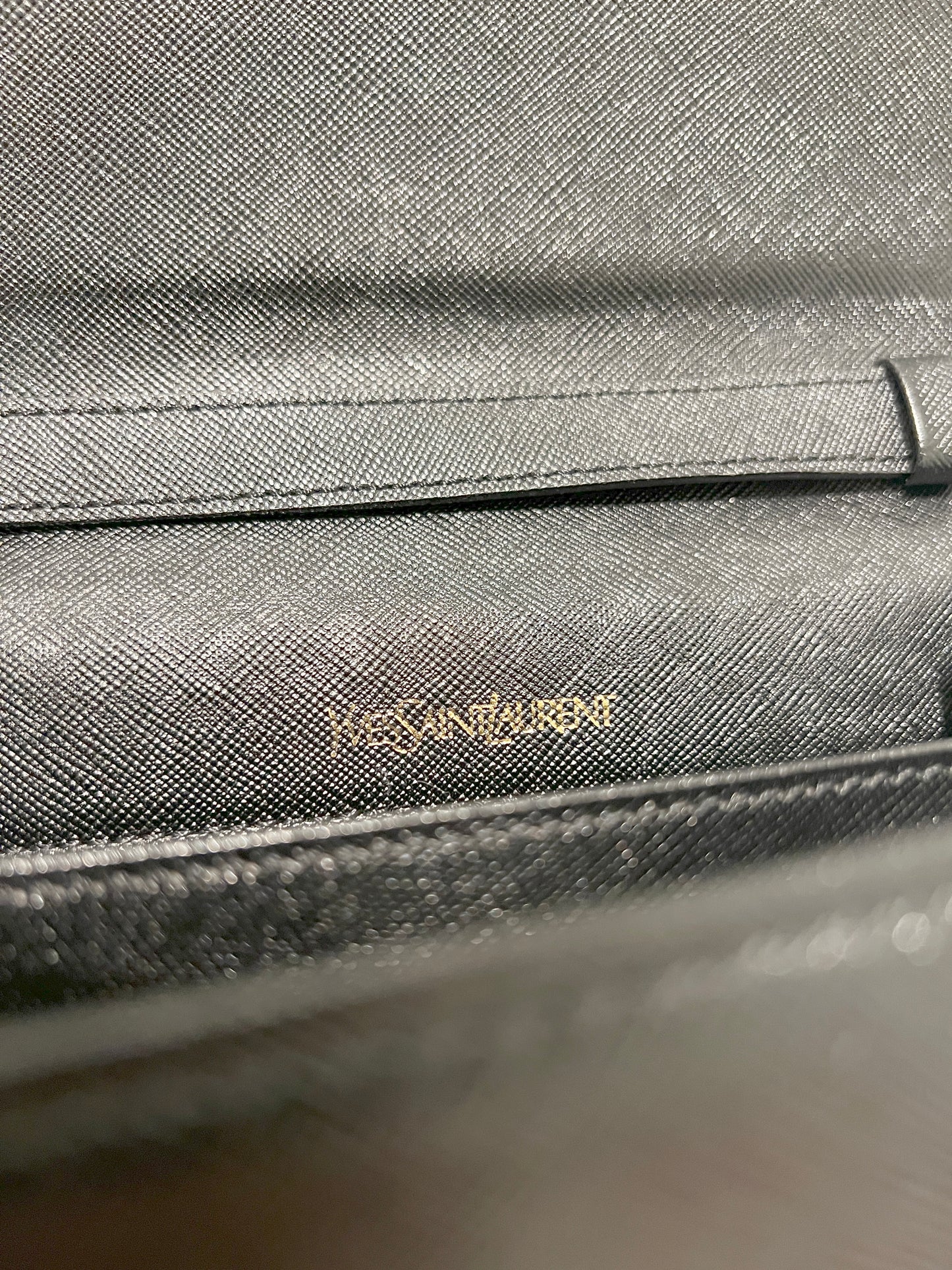 YSL稀有中古黑色十字紋風琴腋下肩背側肩手提包 可調節肩帶 日本vintage