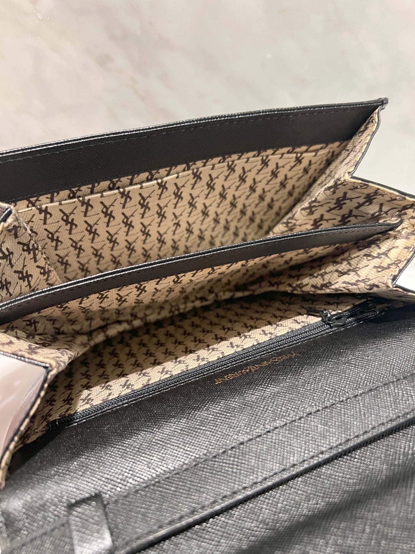 YSL稀有中古黑色十字紋風琴腋下肩背側肩手提包 可調節肩帶 日本vintage