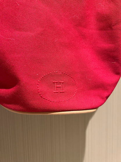 HERMES Vintage Backpack中古紅色帆布金扣皮革肩帶背包皮肩背袋