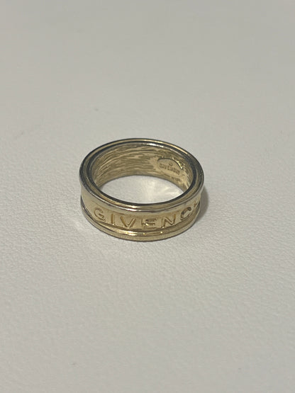 Givenchy Paris 中古金色壓字戒指 日本中古二手Vintage 絨面首飾盒