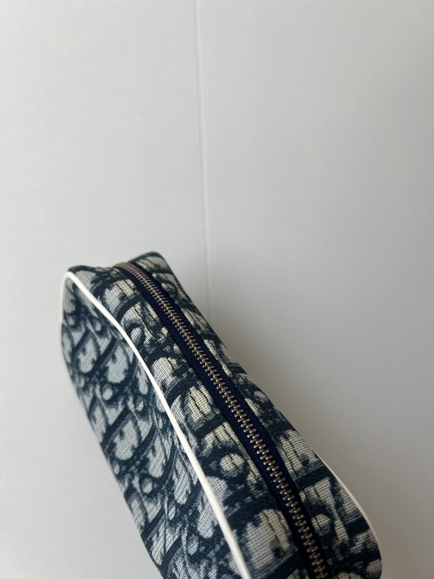 Dior深藍色老花手拿袋化妝包 日本中古Vintage 情人節禮物