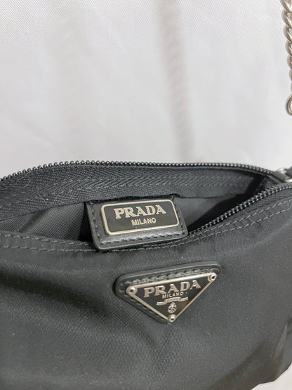 Prada黑色降落傘尼龍小手袋側肩斜揹袋 有保證卡 日本vintage