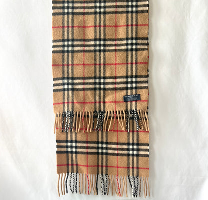 Burberry Scarf經典啡色格紋流蘇頸巾 全羊毛