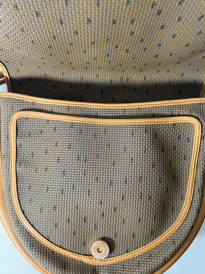 YSL啡色皮革斜揹包肩背袋 可調節肩帶 多個口袋 日本中古Vintage